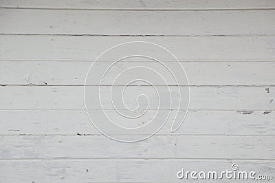 Old horizontal white painted boards on a boathouse Stock Photo