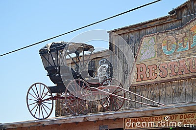 Old Horse Carriage At A Oatman Hotel On Route 66. Editorial Stock Photo