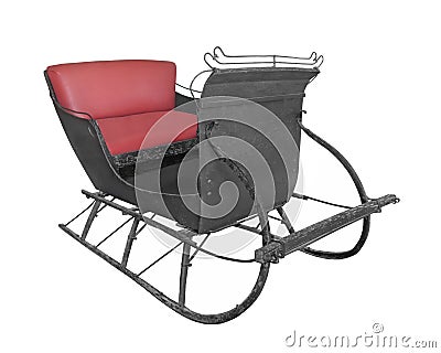 Old horse drawn snow sleigh isolated. Stock Photo