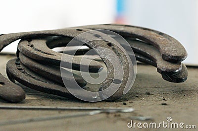 Old horse shoes Stock Photo