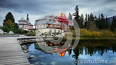 Old Mountain Hotel Lakeside Stock Photo