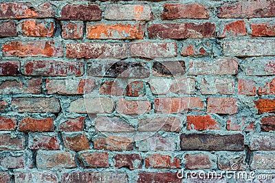 Old house brick wall. Turquoise orange. Stock Photo