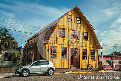 Old house and car in a street of Cambara do Sul Editorial Stock Photo