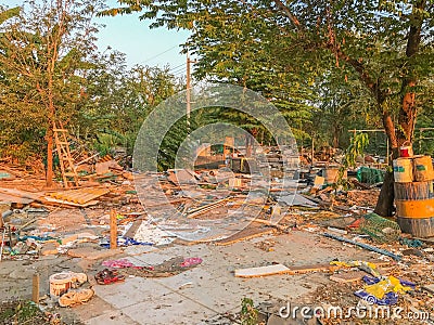 Old house completely destroyed Stock Photo