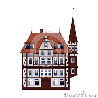 Old house, home, building, facade, Europe, medieval tradition. European architectural style. Vector illustration Vector Illustration