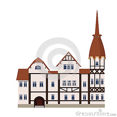 Old house, home, building, facade, Europe, medieval tradition. European architectural style. Vector illustration Vector Illustration