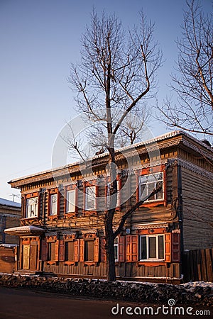 Old house in the Irkutsk city Editorial Stock Photo