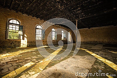 Old house in ruins, somewhat mysterious and haunted place Stock Photo