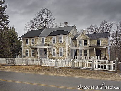 Lead paint stripping of house Stock Photo