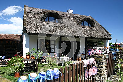 Old house with thatched roof Stock Photo