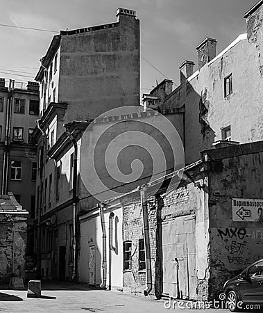 Old houses with firewalls Stock Photo