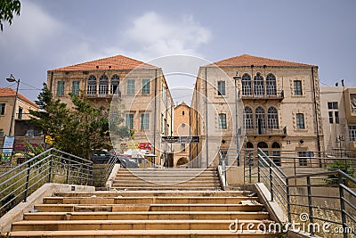 Old houses near the ruins of the Roman city of Heliopolis or Baalbek in the Beqaa Valley. Baalbek, Lebanon Editorial Stock Photo