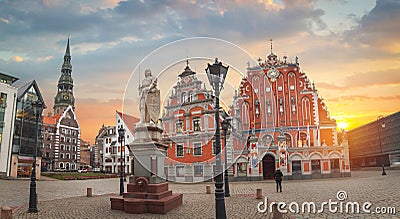 old houses on Riga street. Latvia Stock Photo