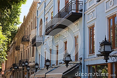 Old houses on Rustaveli avenue. Tbilisi. Georgia. Stock Photo