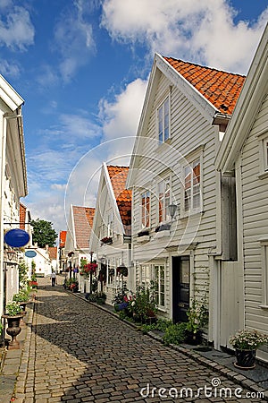 Old houses in Stavanger, Norway. Stock Photo