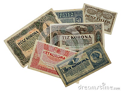 Old Hungarian banknotes Stock Photo