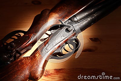 Old Hunting Shotguns Stock Photo