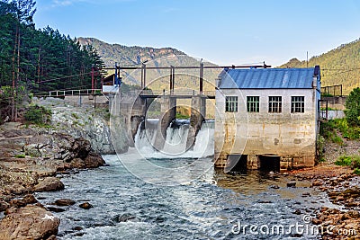 Old hydroelectric power station. Chemal, Altai Republic, Russia Stock Photo