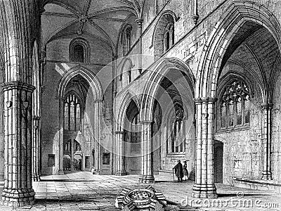 Old Illustration of Historic Scottish Church Stock Photo