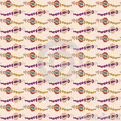 Old indian arabesque stripe seamless vector pattern. Ornate spice color marsala red yellow middle eastern style Vector Illustration