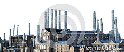 Old industrial buildings 3d rendering image on white Stock Photo