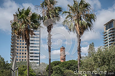 Detail of the old industrial tower of Besos Stock Photo