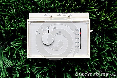 An old inefficient thermostat Stock Photo