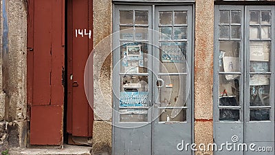 Old doors of Porto looking abandoned Stock Photo