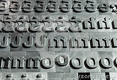 Old Irish font for printing machine Stock Photo