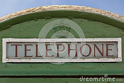 Detail of an old telephone booth with british crown. Dublin. Ireland Stock Photo