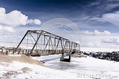 Old iron bridge on the colorado high plains Stock Photo