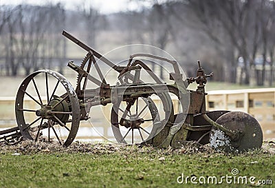 Old Iron Farm Plow Stock Photo