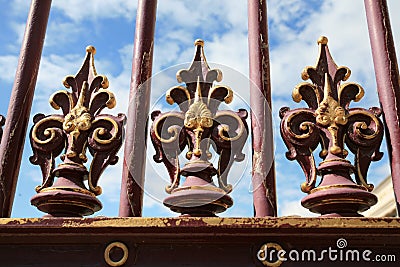 Old iron fence flourish decoration in vienna Stock Photo