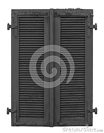 Old isolated monochrom shutter against white background Stock Photo