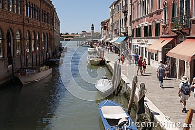 An old italian city with water channels and boats Editorial Stock Photo