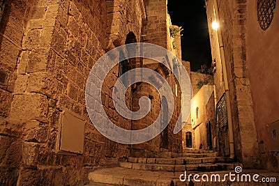 Old Jaffa at Night Stock Photo