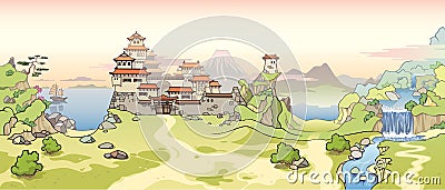 Old Japanese castle Vector Illustration