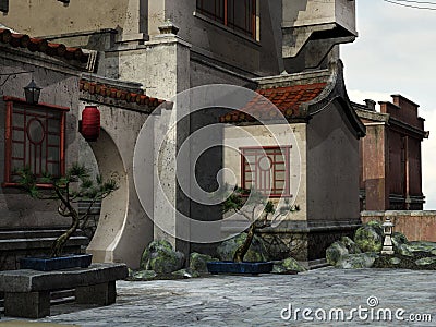 Old Japanese street Stock Photo