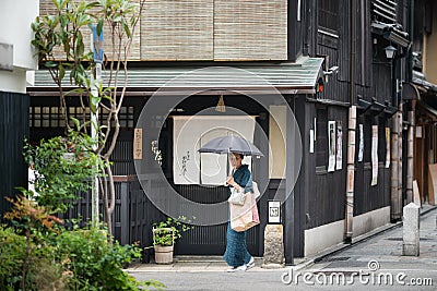 An old Japanese woman in a kimono Editorial Stock Photo