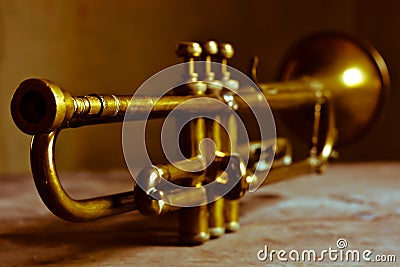 An ancient and beautiful jazz trumpet Stock Photo