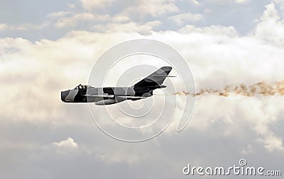 Old jetfighter in flight Stock Photo