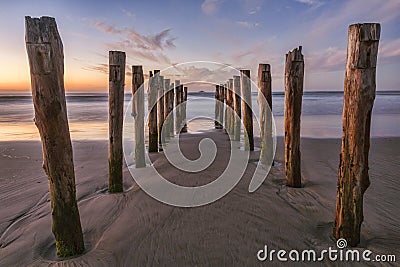 Old Jetty St Clair Beach Dunedin Stock Photo