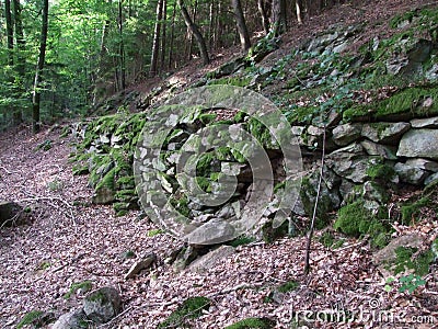 Old keltic historic wall in the bavarian forest Stock Photo