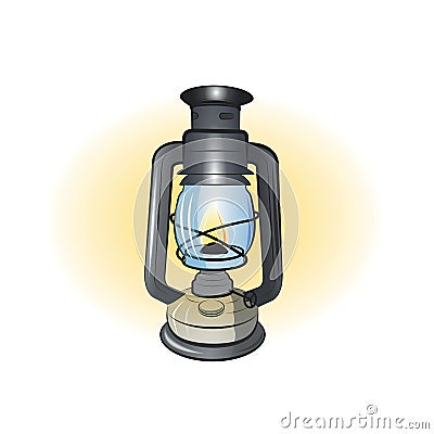 Old Kerosene Lamp Vector Illustration