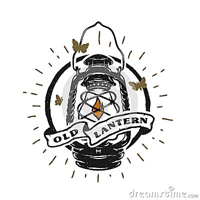 Old kerosene lamp. Vector Illustration