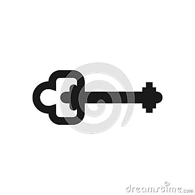 Old key isolated. Ancient door clef on white background. antique Vector Illustration