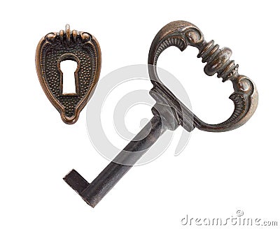 Old key and keyhole Stock Photo