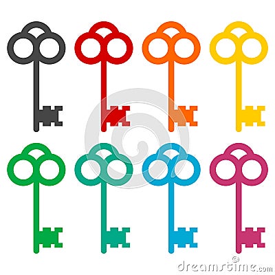 Old key silhouette icons set Vector Illustration