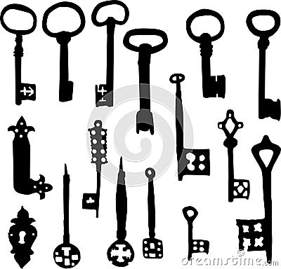 Old Keys Vector Illustration