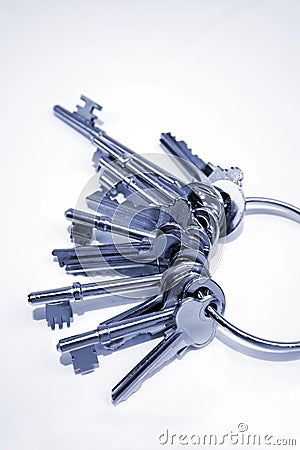 Old keys on keyring Stock Photo